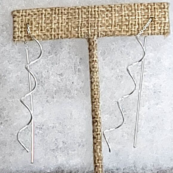 925 Sterling Silver Spiral Earrings - Picture 9 of 12